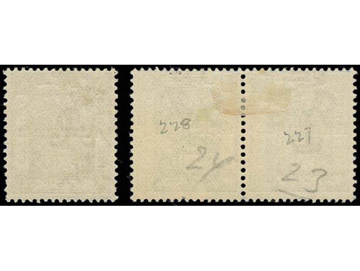 9 and 10 pia., each with withdrawn type 23, 10 pia. in horizontal pair with type 24, unused, fine, certificates Dorfman resp.