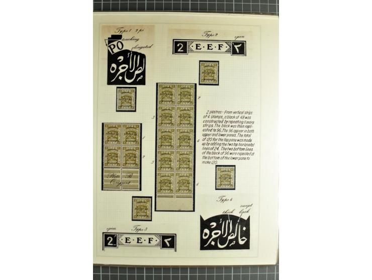 The plate types and basic plate varieties, unused and used collections with single stamps and large blocks on 25 illustrated 