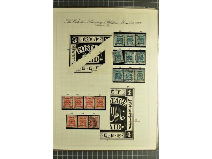 The plate types and basic plate varieties, unused and used collections with single stamps and large blocks on 25 illustrated 