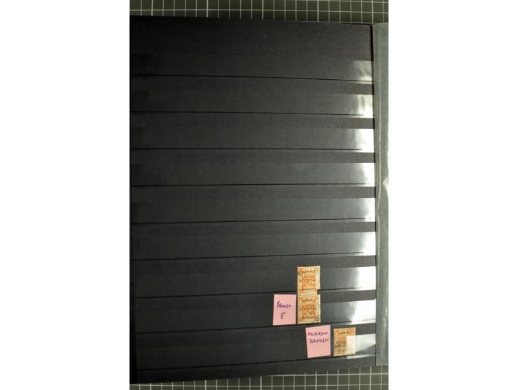 Accumulation of many hundreds of unused and (mostly) used stamps, the largest part sorted according to plate A and B, 2 stock