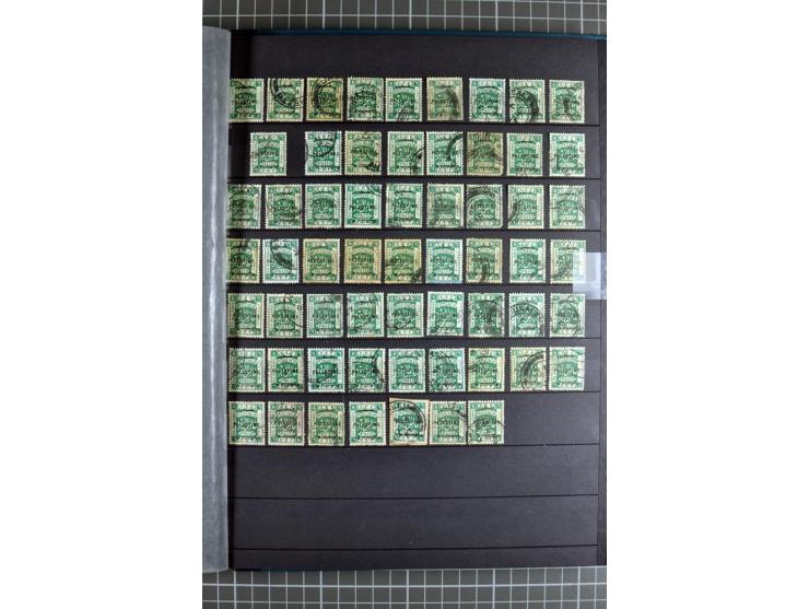 Accumulation of many hundreds of unused and (mostly) used stamps, the largest part sorted according to plate A and B, 2 stock