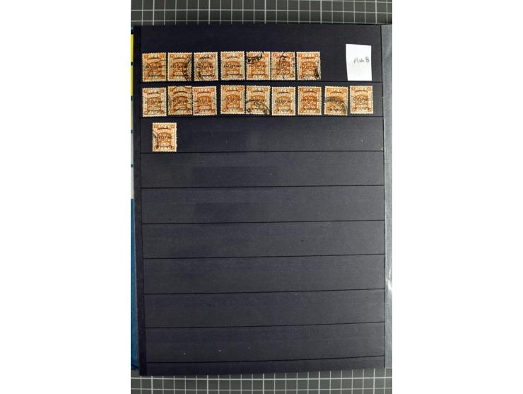 Accumulation of many hundreds of unused and (mostly) used stamps, the largest part sorted according to plate A and B, 2 stock