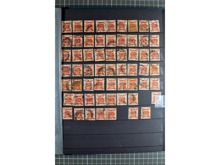 Accumulation of many hundreds of unused and (mostly) used stamps, the largest part sorted according to plate A and B, 2 stock