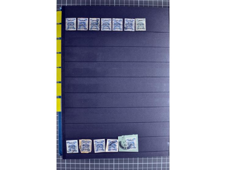 Accumulation of many hundreds of unused and (mostly) used stamps, the largest part sorted according to plate A and B, 2 stock