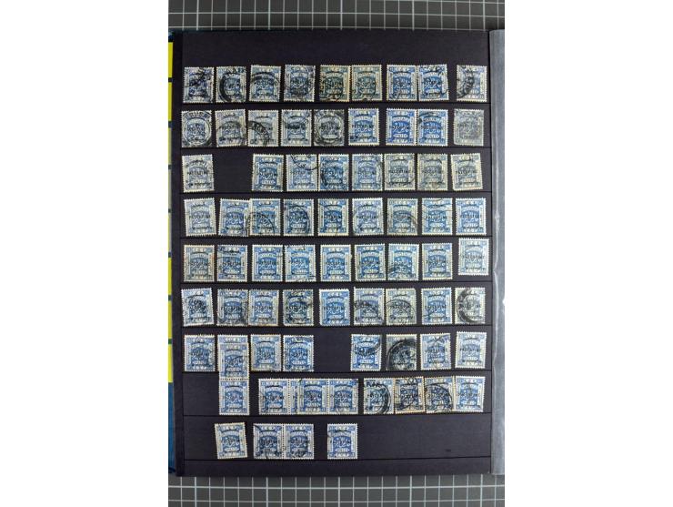 Accumulation of many hundreds of unused and (mostly) used stamps, the largest part sorted according to plate A and B, 2 stock