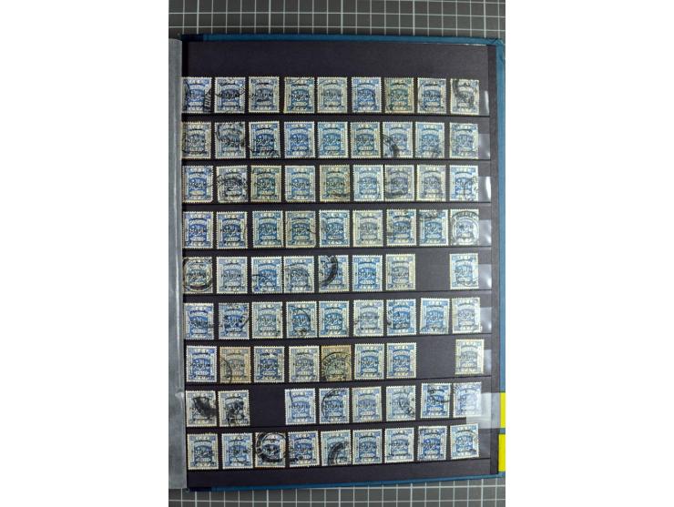 Accumulation of many hundreds of unused and (mostly) used stamps, the largest part sorted according to plate A and B, 2 stock