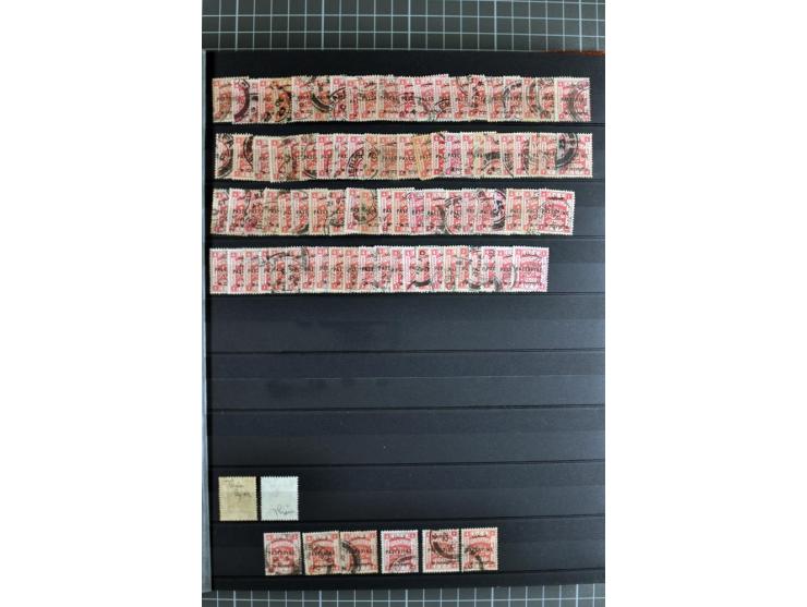 Accumulation of many hundreds of unused and (mostly) used stamps, the largest part sorted according to plate A and B, 2 stock