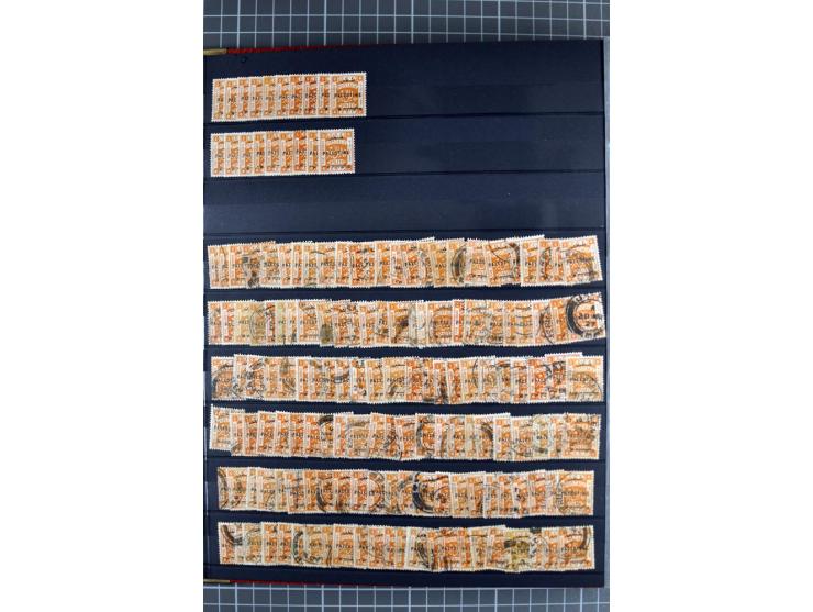 Accumulation of many hundreds of unused and (mostly) used stamps, the largest part sorted according to plate A and B, 2 stock