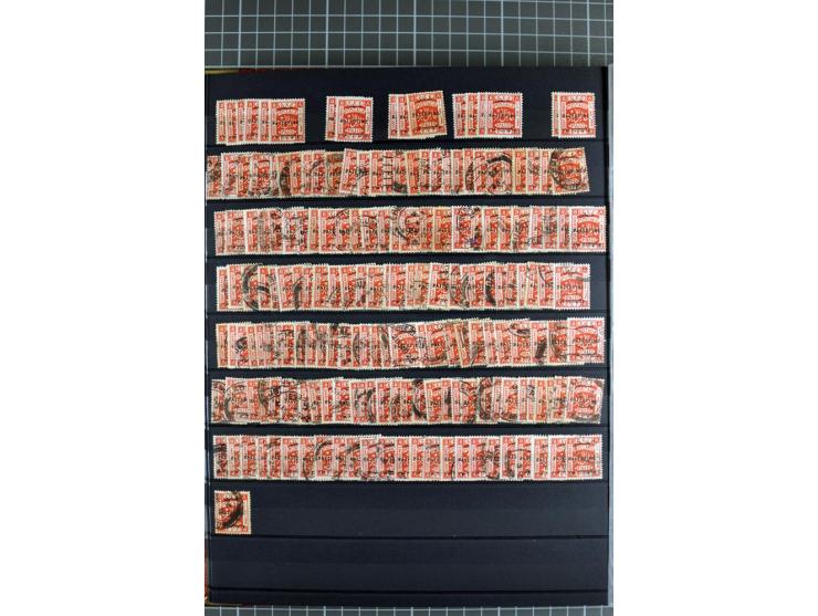 Accumulation of many hundreds of unused and (mostly) used stamps, the largest part sorted according to plate A and B, 2 stock