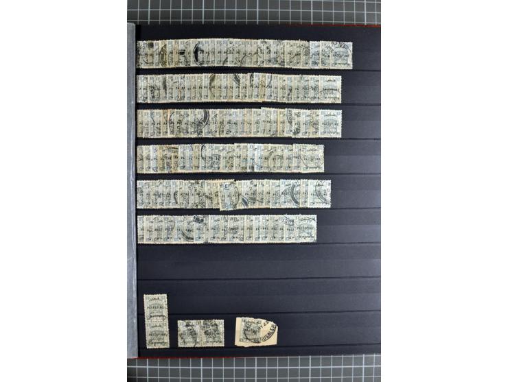 Accumulation of many hundreds of unused and (mostly) used stamps, the largest part sorted according to plate A and B, 2 stock