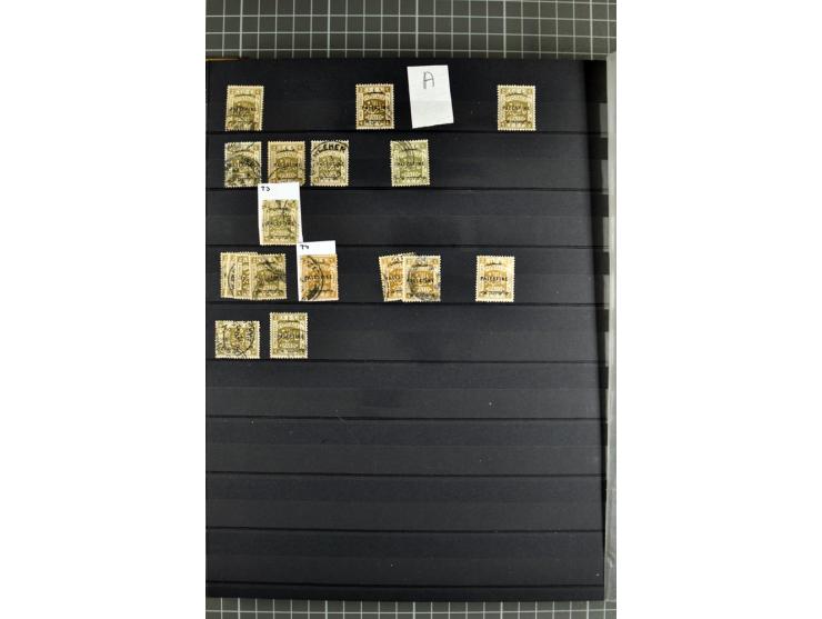 Accumulation of many hundreds of unused and (mostly) used stamps, the largest part sorted according to plate A and B, 2 stock