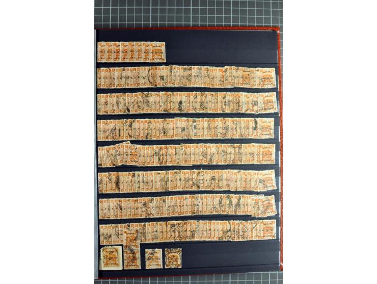Accumulation of many hundreds of unused and (mostly) used stamps, the largest part sorted according to plate A and B, 2 stock