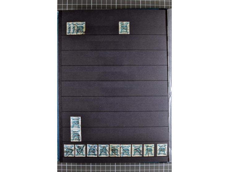 Accumulation of many hundreds of unused and (mostly) used stamps, the largest part sorted according to plate A and B, 2 stock