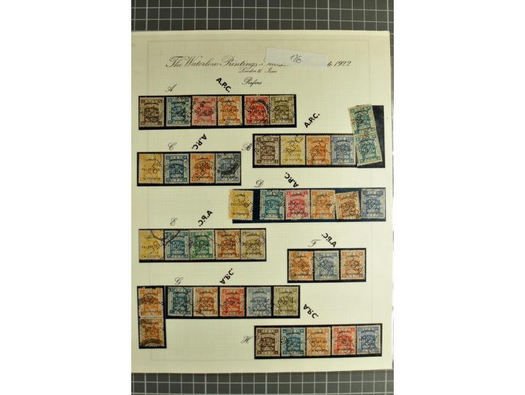 Perfins: "A.B.C." in different positions on 42 stamps incl. 2 pairs