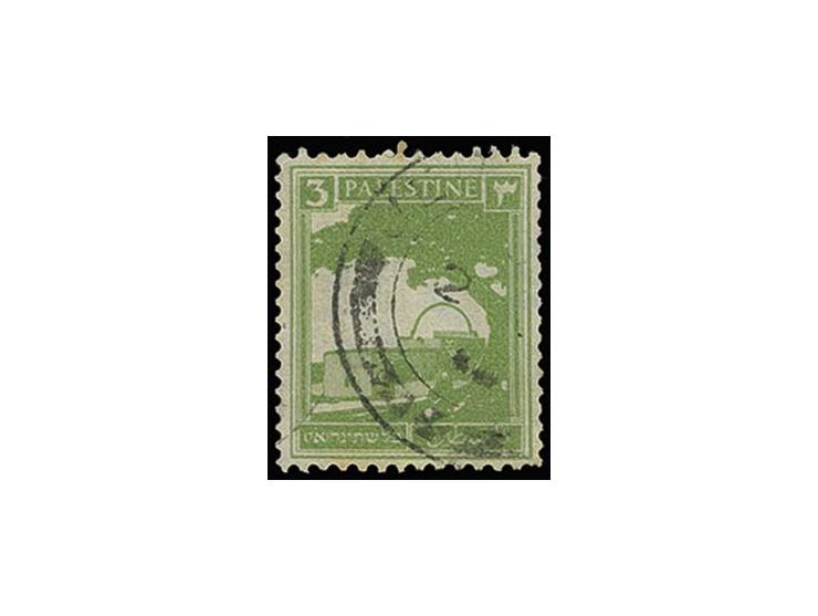 Coil stamps: 3 m. yellow-green, experimental coil stamp, lightly cancelled by Jerusalem cds., fine and very scarce, opinion C