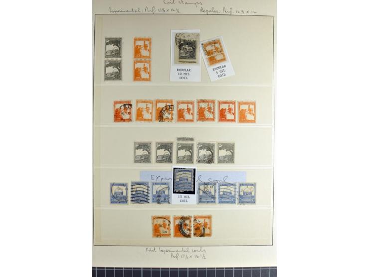 Unused and used collection on album pages with several strips, inverted watermarks, 4 covers etc.