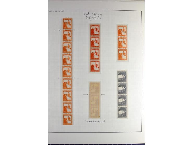 Unused and used collection on album pages with several strips, inverted watermarks, 4 covers etc.