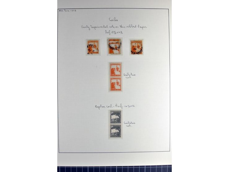 Unused and used collection on album pages with several strips, inverted watermarks, 4 covers etc.