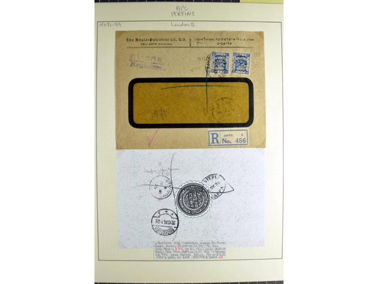 "A.P.C." on about 160 used stamps incl. several pairs and blocks, also 7 entires