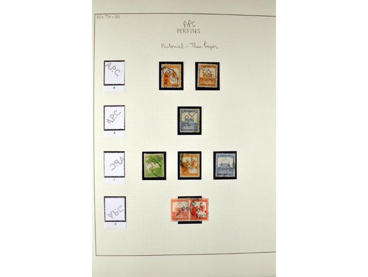 "A.P.C.", accumulation of about 200 used stamps ( also including London II) and 8 entires on album pages, several positions o