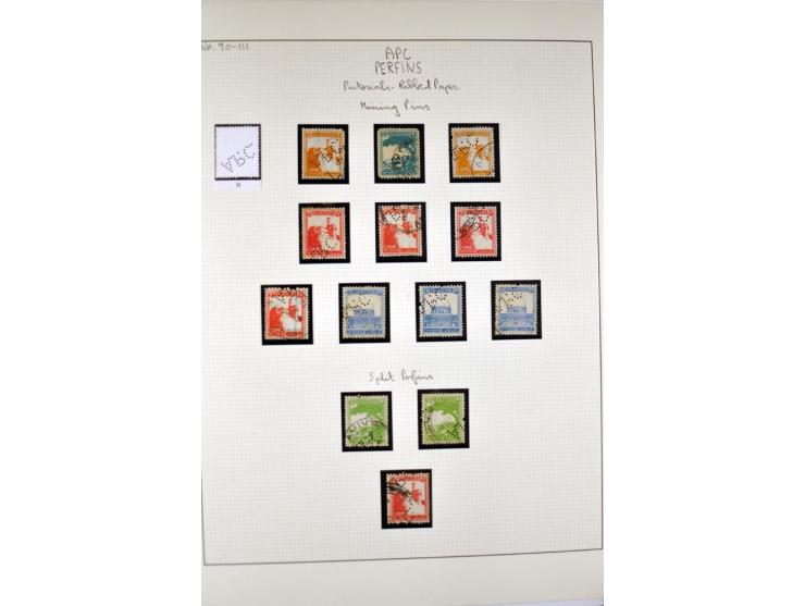 "A.P.C.", accumulation of about 200 used stamps ( also including London II) and 8 entires on album pages, several positions o