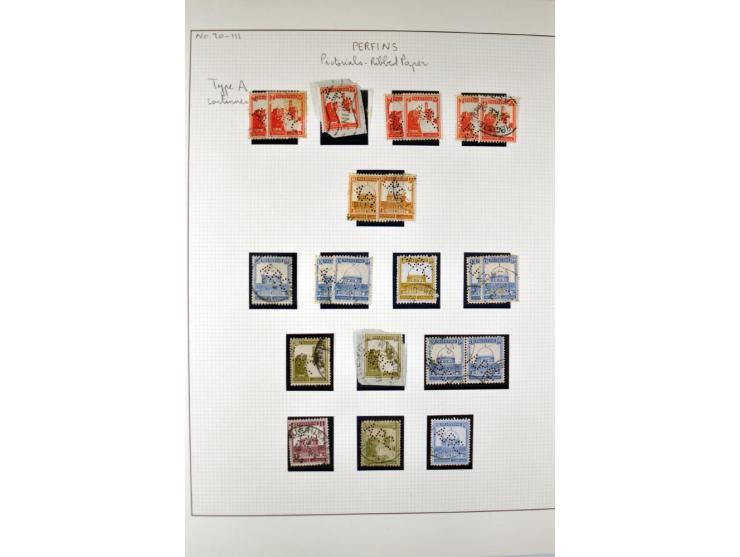 "A.P.C.", accumulation of about 200 used stamps ( also including London II) and 8 entires on album pages, several positions o