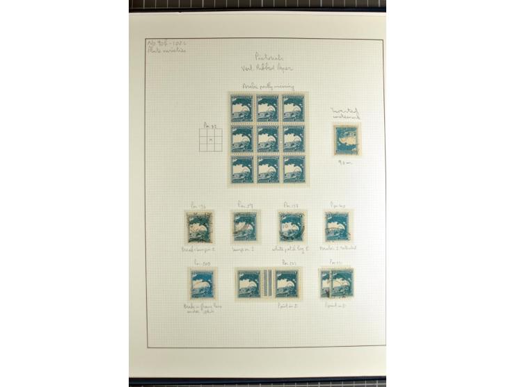 Specialized 1 volume collection with unused and used stamps and 15 entires; incl. are many interesting items like 5 m. with f