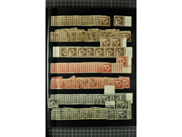 Unused and used stock and stock book, incl. 5 values 90 m., also some postage due