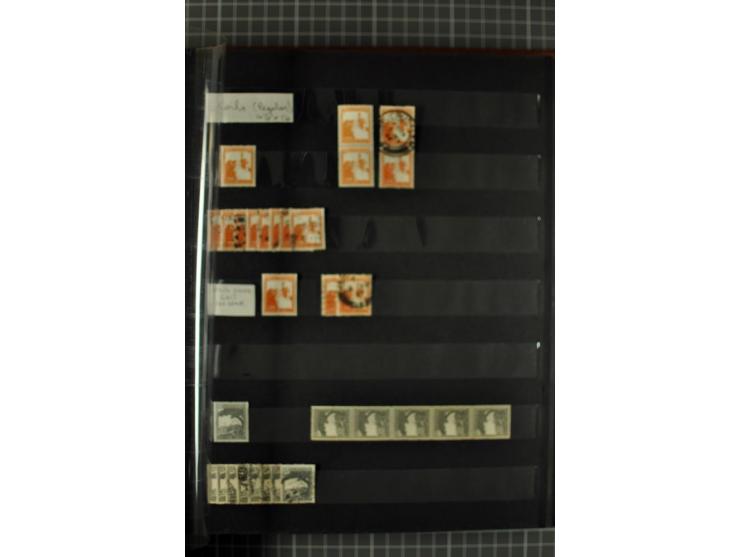 Unused and used stock and stock book, incl. 5 values 90 m., also some postage due