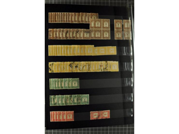Unused and used stock and stock book, incl. 5 values 90 m., also some postage due
