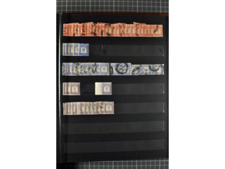 Unused and used stock and stock book, incl. 5 values 90 m., also some postage due