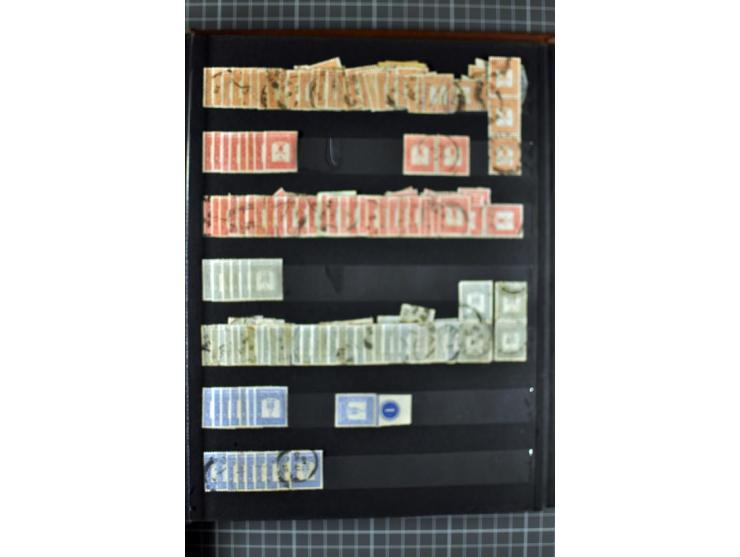 Unused and used stock and stock book, incl. 5 values 90 m., also some postage due