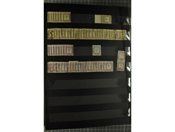 Unused and used stock and stock book, incl. 5 values 90 m., also some postage due