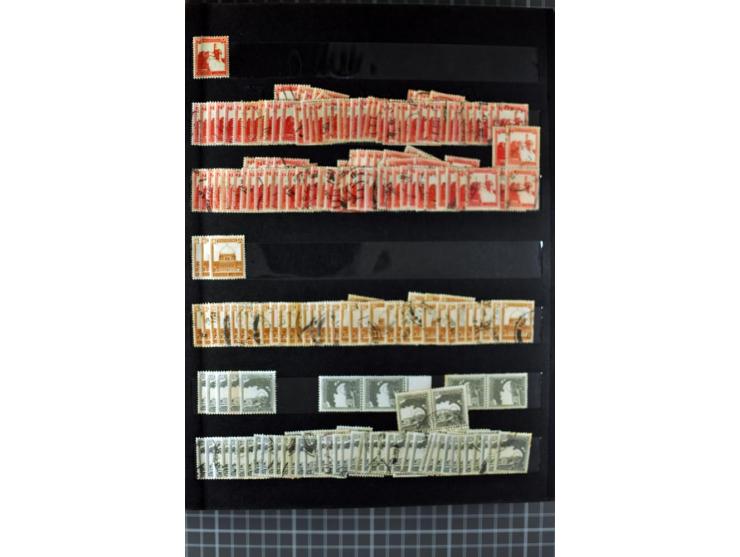 Unused and used stock and stock book, incl. 5 values 90 m., also some postage due