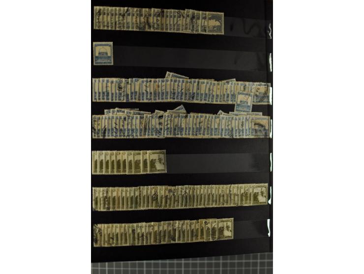 Unused and used stock and stock book, incl. 5 values 90 m., also some postage due