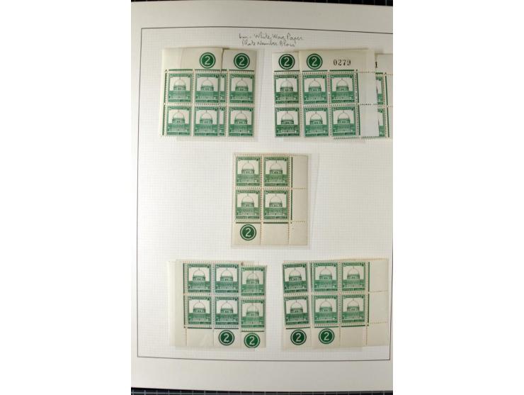 Remaining collection with a large amount of plate no. blocks and single stamps, gutter pairs and blocks, presentation booklet