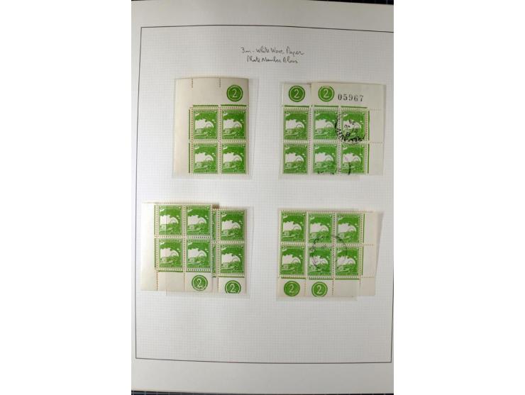 Remaining collection with a large amount of plate no. blocks and single stamps, gutter pairs and blocks, presentation booklet