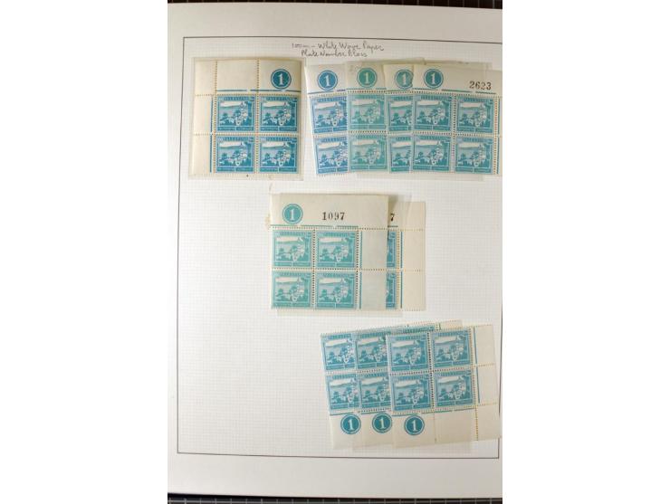 Remaining collection with a large amount of plate no. blocks and single stamps, gutter pairs and blocks, presentation booklet