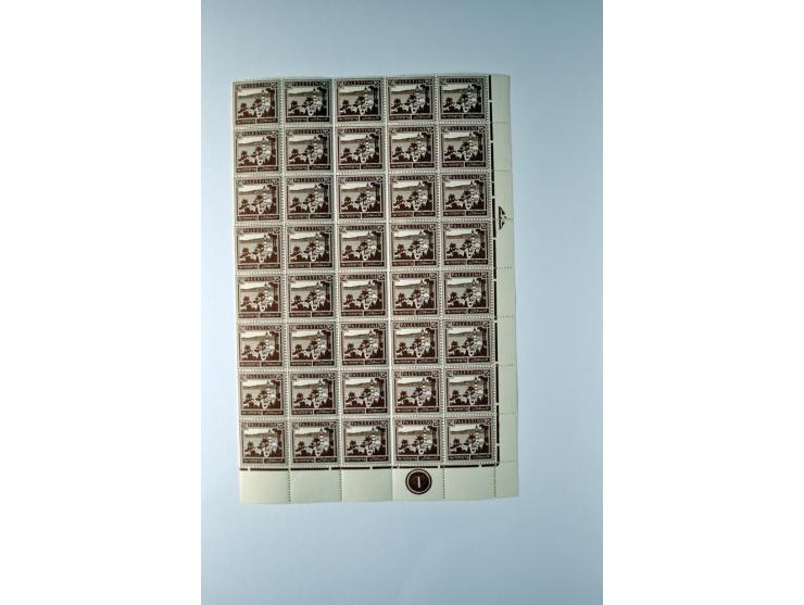 Remaining collection with a large amount of plate no. blocks and single stamps, gutter pairs and blocks, presentation booklet