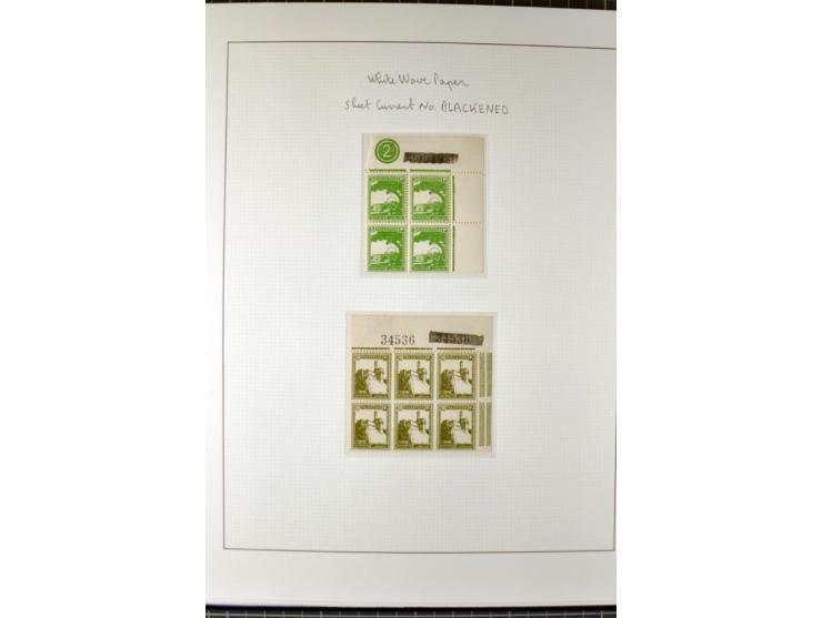 Remaining collection with a large amount of plate no. blocks and single stamps, gutter pairs and blocks, presentation booklet