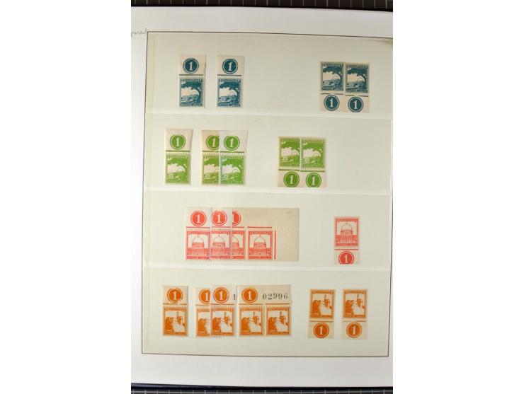 Remaining collection with a large amount of plate no. blocks and single stamps, gutter pairs and blocks, presentation booklet