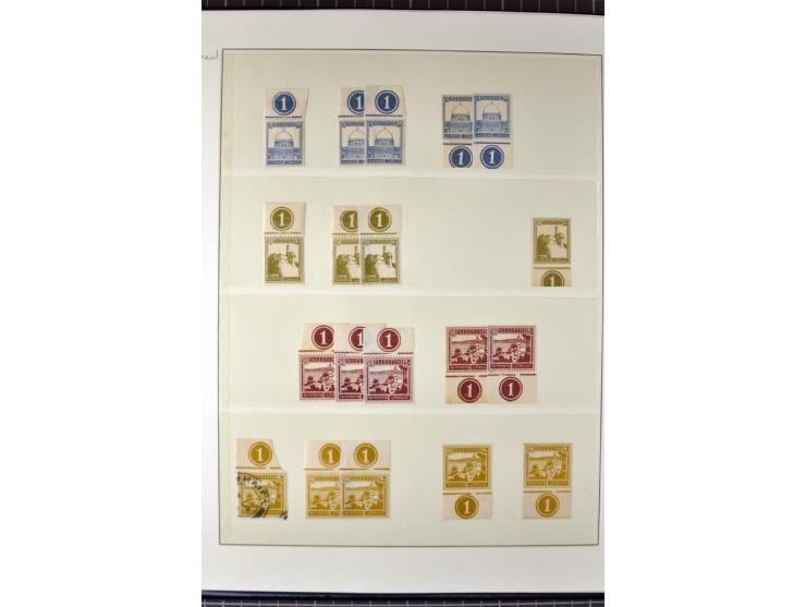 Remaining collection with a large amount of plate no. blocks and single stamps, gutter pairs and blocks, presentation booklet