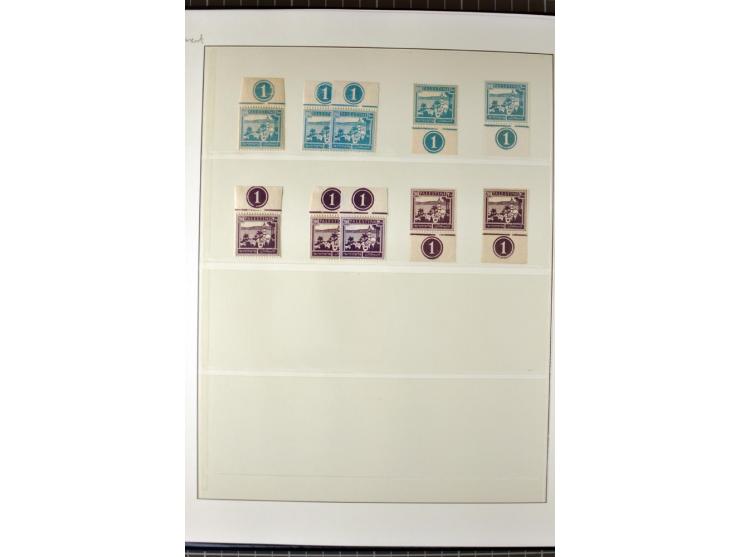 Remaining collection with a large amount of plate no. blocks and single stamps, gutter pairs and blocks, presentation booklet