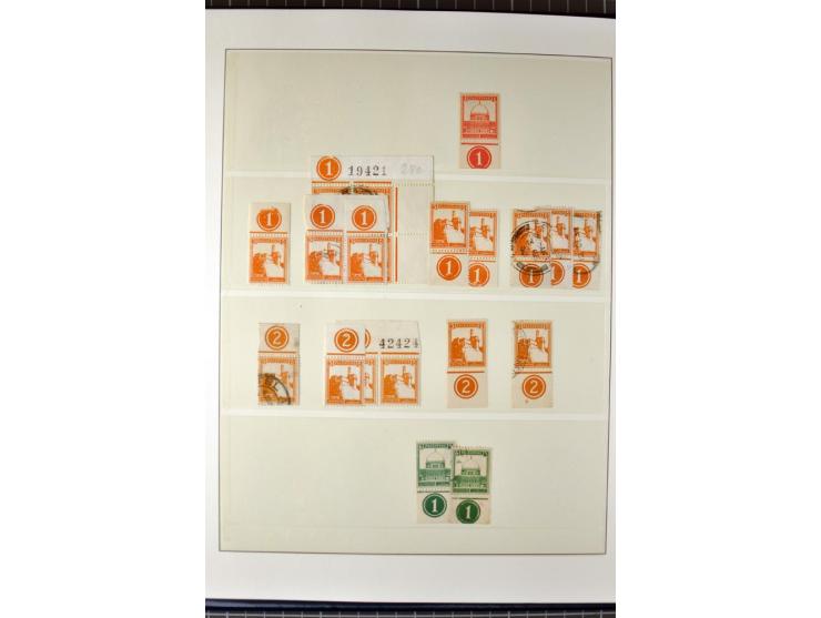 Remaining collection with a large amount of plate no. blocks and single stamps, gutter pairs and blocks, presentation booklet