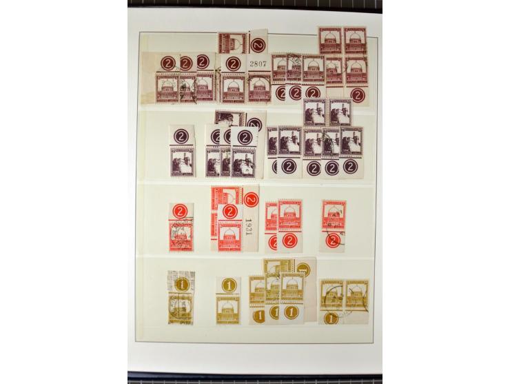Remaining collection with a large amount of plate no. blocks and single stamps, gutter pairs and blocks, presentation booklet