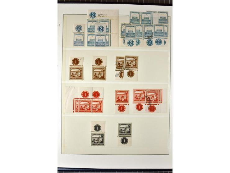 Remaining collection with a large amount of plate no. blocks and single stamps, gutter pairs and blocks, presentation booklet