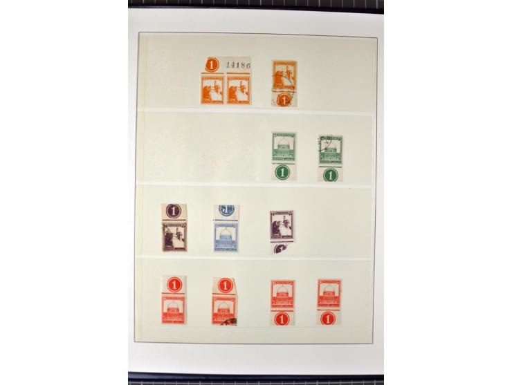 Remaining collection with a large amount of plate no. blocks and single stamps, gutter pairs and blocks, presentation booklet