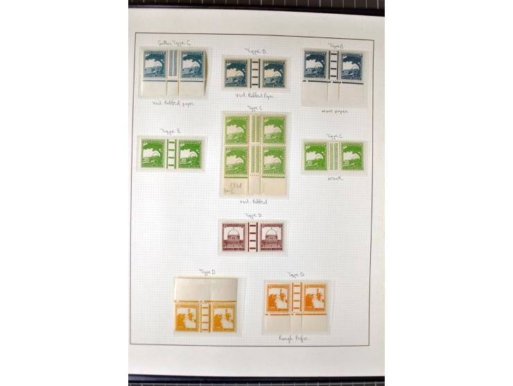 Remaining collection with a large amount of plate no. blocks and single stamps, gutter pairs and blocks, presentation booklet