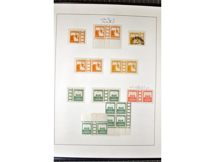 Remaining collection with a large amount of plate no. blocks and single stamps, gutter pairs and blocks, presentation booklet