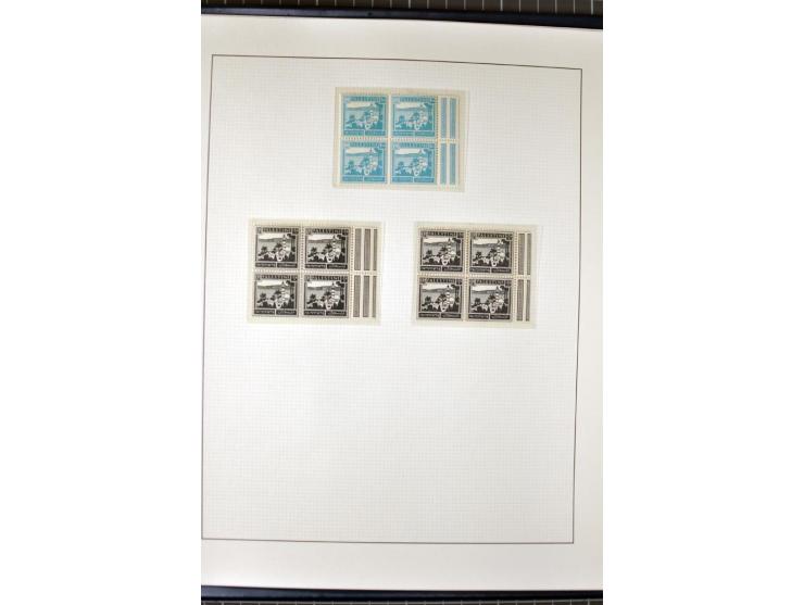 Remaining collection with a large amount of plate no. blocks and single stamps, gutter pairs and blocks, presentation booklet